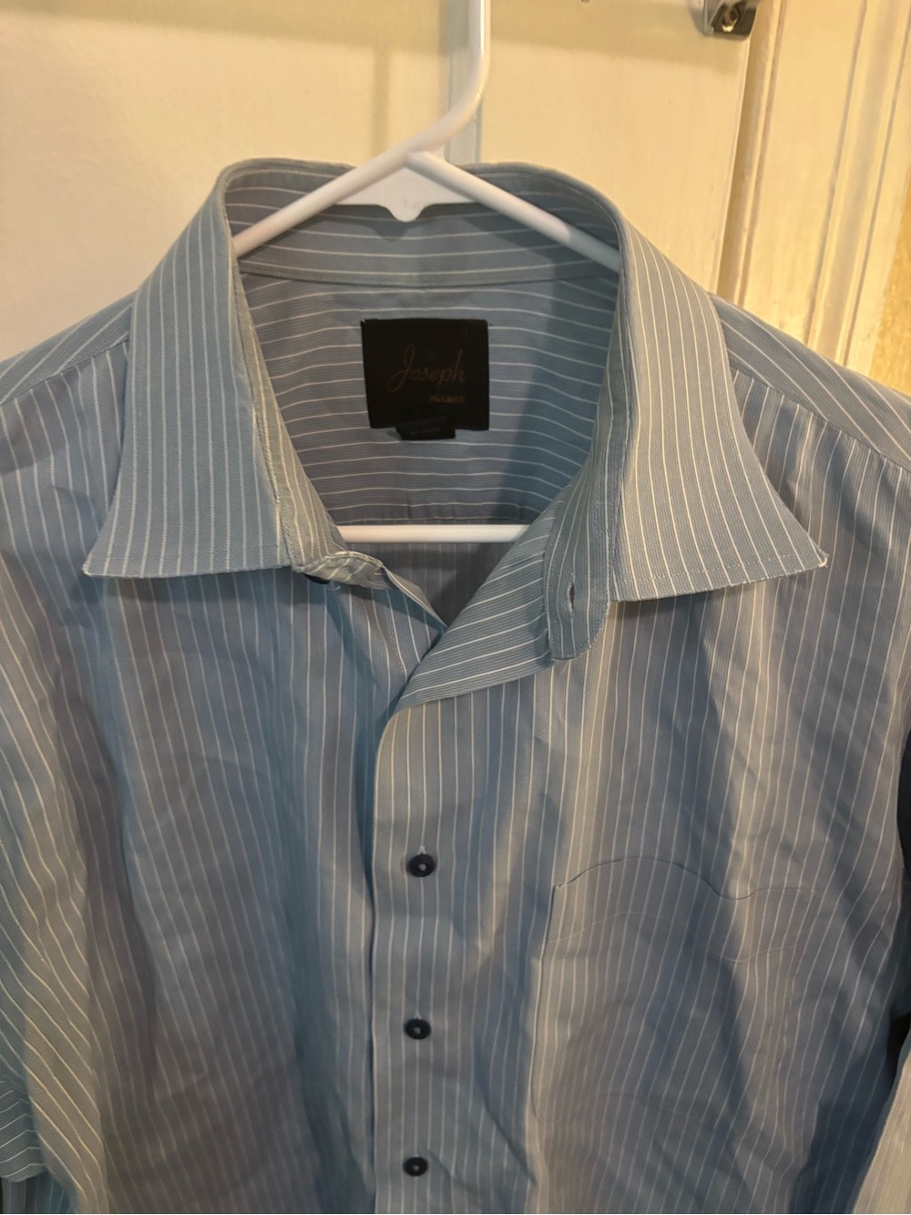 Joseph A Banks Blue and White Pinstripe Men's Dress Shirt
